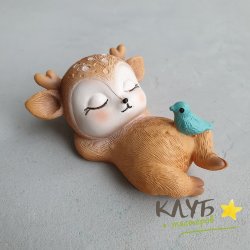 Олененок спящий с птичкой, форма силиконовая