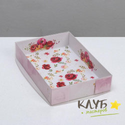 Коробка с пластиковой крышкой "Цветы", 17х12х3,5 см