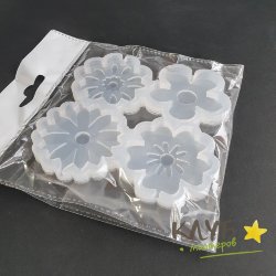 Цветы 4 ячейки, форма силиконовая для леденцов
