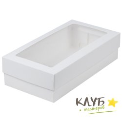 Коробка с прямоугольным окном белая 21х11х5,5 см