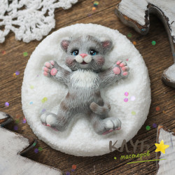 Кот снежный ангел, форма силиконовая