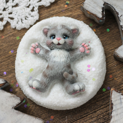 Кот снежный ангел, форма силиконовая