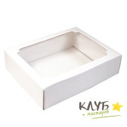 Коробка белая с окном (плотная) 26х21х4 см