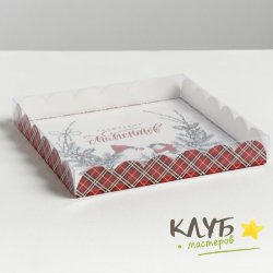 Коробка с пластиковой крышкой "Волшебных моментов. Снегири", 21х21х3 см
