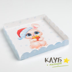 Коробка с пластиковой крышкой "Подарок. Зайка", 21х21х3 см