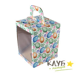 Коробка для кулича с окном "Пасхальный микс" 15х15х18 см