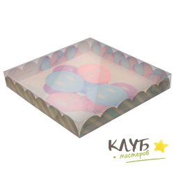 Коробка с пластиковой крышкой "Поздравляю. Шарики", 21х21х3 см