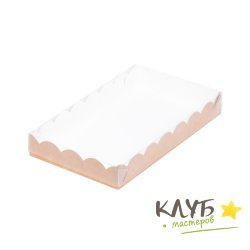 Коробка крафт с пластиковой крышкой 25х15х3,5 см