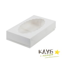 Коробка с фигурным окном белая 24х14х5 см