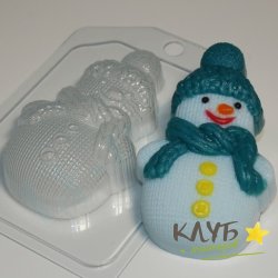 Снеговик вязаный, форма пластиковая