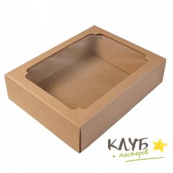 Коробка крафт с окном (плотная) 29х23х6 см