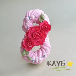 Восьмое марта зефирное с розами, форма из пищевого силикона