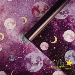 Бумага упаковочная глянцевая двусторонняя "Космос" 70х100 см