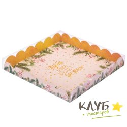 Коробка с пластиковой крышкой "Снежная зима", 21х21х3 см