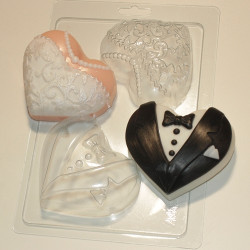Сердца-молодожены, форма пластиковая