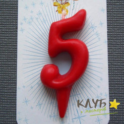 Свеча для торта "Овал", красная цифра "5"