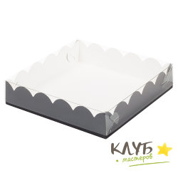 Коробка черная с пластиковой крышкой 15,5х15,5х3,5 см