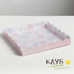 Коробка с пластиковой крышкой "Снежинка", 21х21х3 см