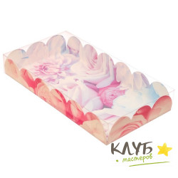 Коробка с пластиковой крышкой "Пионы", 21х10,5х3 см