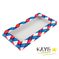 Коробка для шоколадной плитки "Клетка красно-синяя" 18х9х1,4 см