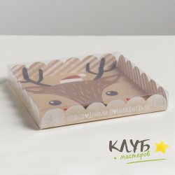 Коробка с пластиковой крышкой "Олененок", 21х21х3 см