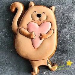Трафарет+форма для пряников "Кот с сердечком"