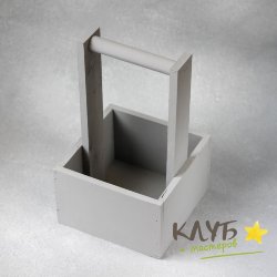 Кашпо с ручкой деревянное "Серое", 15х15 см