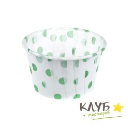 Капсулы бумажные усиленные белые в зеленый горох 5*4 см