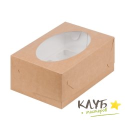 Коробка для 6-ти маффинов крафт 23,5x16x10 см