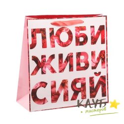 Пакет с ручками ламинированный «Люби Живи Сияй», 22х22х11 см