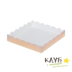 Коробка золото с пластиковой крышкой 15,5х15,5х3,5 см