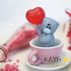 Медвежонок с шариком-сердечком 3D, форма пластиковая