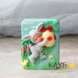 Малыш в костюме кролика, форма силиконовая