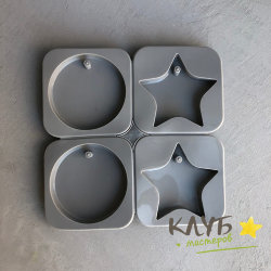 Звезды и круги 4 ячейки, форма силиконовая для саше