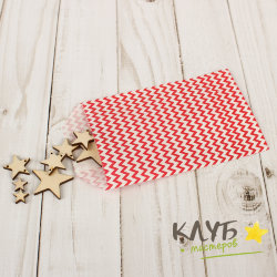 Пакет "Красные зигзаги", 8х15 см (5 шт.)
