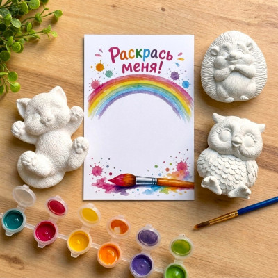 Открытка для гипсовых фигурок "Раскрась меня - Радуга"