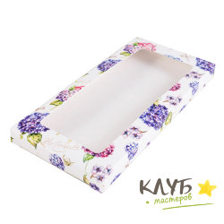 Коробка для шоколадной плитки "Гортензия" 18х9х1,4 см