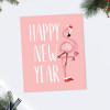Открытка "Happy New Year. Фламинго", 8,8х10,7 см - миниатюра 1