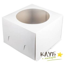 Коробка для торта с окном (гофрокартон) 28х28х18 см