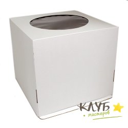 Коробка для торта с окном (гофрокартон) 24х24х26 см