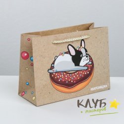 Пакет с ручками ламинированный "Вкусняшка", 19,5х14,5х8,5 см