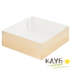 Коробка с пластиковой крышкой золото 20х20х7 см