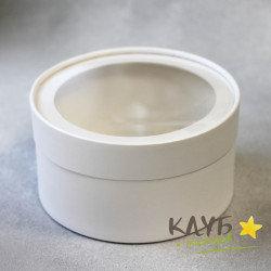 Коробка круглая с крышкой и окном "Белая", 18х10 см