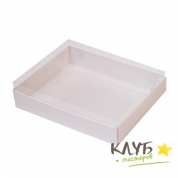 Коробка с пластиковой крышкой белая 16х13х4 см