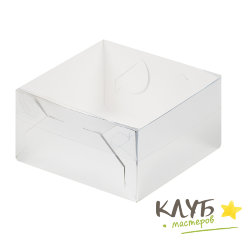 Коробка с пластиковой крышкой серебро 12х12х6 см