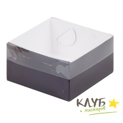Коробка с пластиковой крышкой черная 12х12х6 см