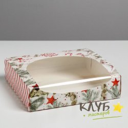 Коробка с окном "С Новым годом!", 20х20х5 см