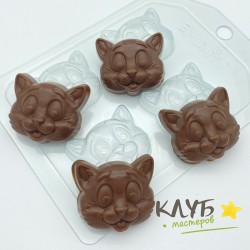 Кот мультяшная морда мини (4шт.), форма пластиковая