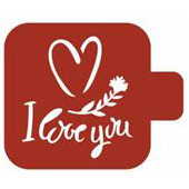 Трафарет "I love you сердце, цветок", 9 см