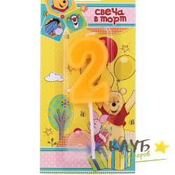 Свеча для торта "Медвежонок Винни и его друзья", цифра "2"